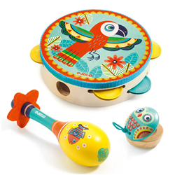 Set 3 Instrumenten Animambo - Tamboerijn, Maracas, Castagnetten | Djeco
